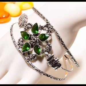 Sterling Silver Emerald Cuff Bracelet